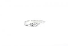 1 3 Carat Natural Diamond Mini 3 Stone Curved Ring in 14K White Gold - 3513098