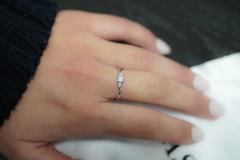 1 3 Carat Natural Diamond Mini 3 Stone Curved Ring in 14K White Gold - 3513108