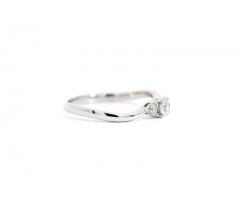 1 3 Carat Natural Diamond Mini 3 Stone Curved Ring in 14K White Gold - 3513109