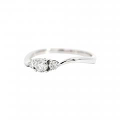 1 3 Carat Natural Diamond Mini 3 Stone Curved Ring in 14K White Gold - 3574982