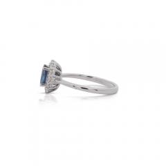 1 30 Carat Oval Deep Blue Sapphire Round Diamond 18K White Gold Ring - 3896529