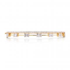 1 32 Carat Diamond Illusion Set 2 Row 14K Gold Bangle Bracelet - 3954296