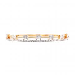 1 32 Carat Diamond Illusion Set 2 Row 14K Gold Bangle Bracelet - 3954297