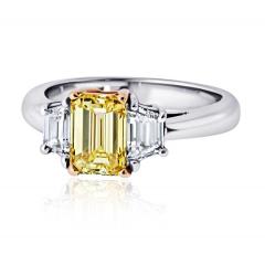 1 32 carat Emerald Cut Diamond FIY GIA Three Stone Engagement Ring - 4439627