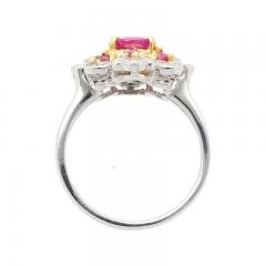 1 38 CTTW Natural Pinkish Red Ruby Diamond Floral Motif Ring in 14K White Gold - 3509967