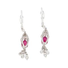 1 40 Carat Pink Sapphire and Diamond Drop Cage Earrings in 18k White Gold - 3500082