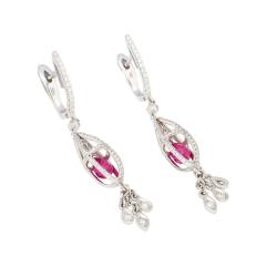 1 40 Carat Pink Sapphire and Diamond Drop Cage Earrings in 18k White Gold - 3500083