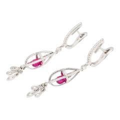 1 40 Carat Pink Sapphire and Diamond Drop Cage Earrings in 18k White Gold - 3500084
