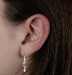 1 40 Carat Pink Sapphire and Diamond Drop Cage Earrings in 18k White Gold - 3500085