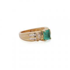 1 47 Carat Emerald With Round and Baguette Cut Diamond 14K Gold Statement Ring - 3896611