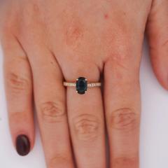 1 5 Carat Deep Blue Sapphire Diamond Cathedral 18K Gold Ring - 4012669