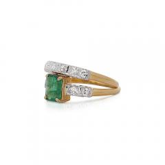 1 5 Carat Emerald and Old Cut Diamond 2 Piece Wedding Band and Ring Set - 3896669