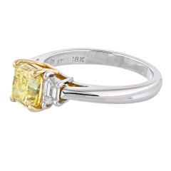 1 51 CARAT RADIANT CUT DIAMOND FANCY INTENSE YELLOW THREE STONE ENGAGEMENT RING - 2713363