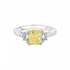 1 51 CARAT RADIANT CUT DIAMOND FANCY INTENSE YELLOW THREE STONE ENGAGEMENT RING - 2720145