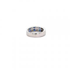 1 58 Carat Blue Round Sapphire Baguette Diamond Platinum 6MM Band Ring - 4020233