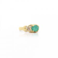 1 59 Carat Oval Cut Emerald Diamond 14K Gold East West Ring - 4012660