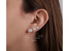 1 6 carat 3 Prong Martini Round Cut Lab Grown Diamond Stud Earrings - 3601515