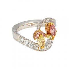 1 75 Carat Pink Yellow Marquise Diamond Platinum 18K Gold Bypass Ring - 3861896