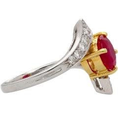 1 8 Carat Round Ruby Diamond Platinum and 18K Gold Bypass Ring - 3737138