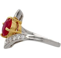 1 8 Carat Round Ruby Diamond Platinum and 18K Gold Bypass Ring - 3737146