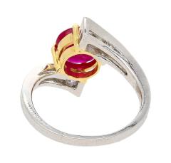 1 8 Carat Round Ruby Diamond Platinum and 18K Gold Bypass Ring - 3737148