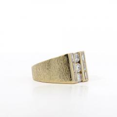 1 Carat Round Baguette Cut Diamond 18K Gold Matte Mens Ring - 3974433