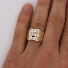 1 Carat Round Baguette Cut Diamond 18K Gold Matte Mens Ring - 3974492