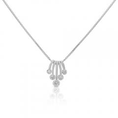 1 Carat Round Cut Diamond 5 Stone Platinum Dancing Pendant Necklace - 3876959