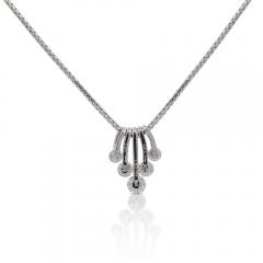 1 Carat Round Cut Diamond 5 Stone Platinum Dancing Pendant Necklace - 3876963