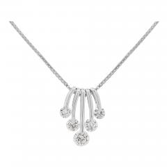 1 Carat Round Cut Diamond 5 Stone Platinum Dancing Pendant Necklace - 3883548