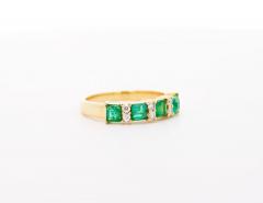 1 Carat TW Square Natural Emerald and Diamond 5 stone Band Ring in 14K Gold - 3505117