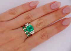 1 Carat TW Square Natural Emerald and Diamond 5 stone Band Ring in 14K Gold - 3505118