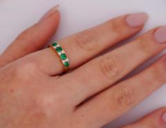 1 Carat TW Square Natural Emerald and Diamond 5 stone Band Ring in 14K Gold - 3505121