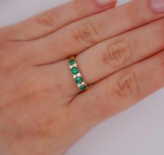 1 Carat TW Square Natural Emerald and Diamond 5 stone Band Ring in 14K Gold - 3505122