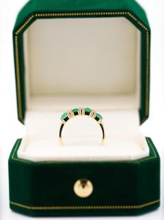 1 Carat TW Square Natural Emerald and Diamond 5 stone Band Ring in 14K Gold - 3505161