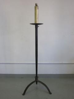 1 French Mid Century Hammered Wrought Iron Floor Lamp c 1940 - 4523537