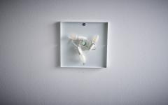 1 of 3 1960s Design Flush Mount in Tinted Blue Glass Nos Italy - 3231616