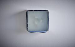 1 of 3 1960s Design Flush Mount in Tinted Blue Glass Nos Italy - 3231617