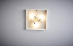 1 of 3 1960s Design Flush Mount in Tinted Blue Glass Nos Italy - 3231619