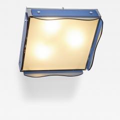 1 of 3 1960s Design Flush Mount in Tinted Blue Glass Nos Italy - 3232103