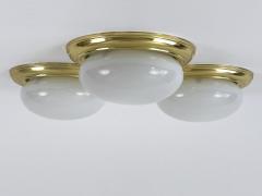 1 of 3 Vintage Brass Opaline Glass Flush Mounts or Sconces Germany 1970s - 4733070