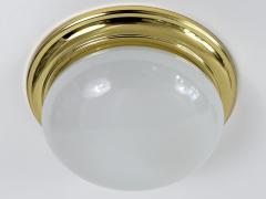 1 of 3 Vintage Brass Opaline Glass Flush Mounts or Sconces Germany 1970s - 4733073