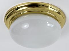 1 of 3 Vintage Brass Opaline Glass Flush Mounts or Sconces Germany 1970s - 4733076