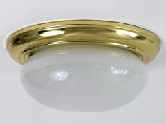 1 of 3 Vintage Brass Opaline Glass Flush Mounts or Sconces Germany 1970s - 4733079