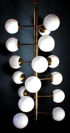 1 of 4 Gigantic Brass Opal Glass Chandelier Germany 1970s - 1548806