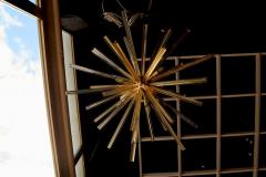 1 or 2 Huge Brass and Amber Murano Glass Sputnik Chandelier Venini Style - 1029830