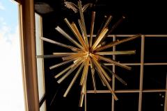 1 or 2 Huge Brass and Amber Murano Glass Sputnik Chandelier Venini Style - 1029831