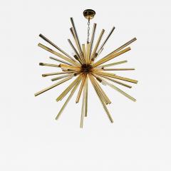 1 or 2 Huge Brass and Amber Murano Glass Sputnik Chandelier Venini Style - 1031211