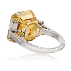 10 06ct Fancy Yellow Radiant Cut Three Stone Diamond Engagement Ring - 4549404