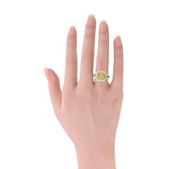 10 06ct Fancy Yellow Radiant Cut Three Stone Diamond Engagement Ring - 4549406